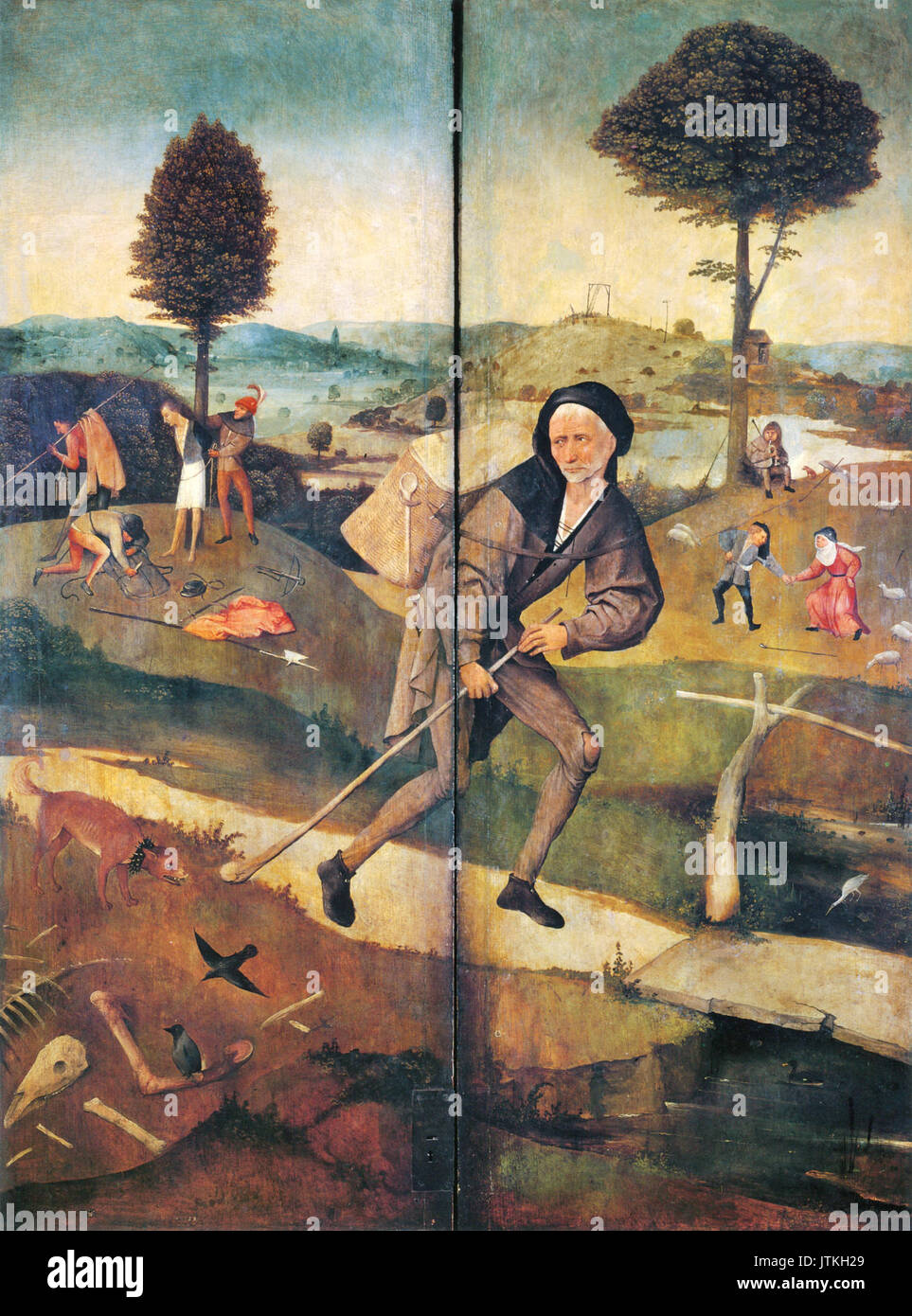 Le Colporteur, état fermé de la Hay Wain de Jérôme Bosch Banque D'Images