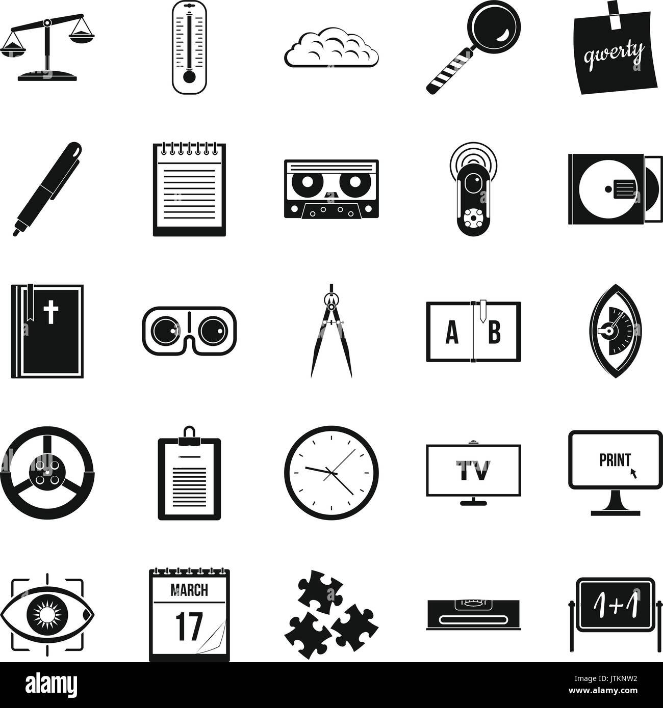 L'acquisition de connaissances, le style simple icons set Illustration de Vecteur