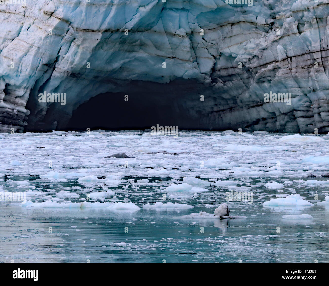 L'eau de fusion de la grotte, Margerie glacier Banque D'Images