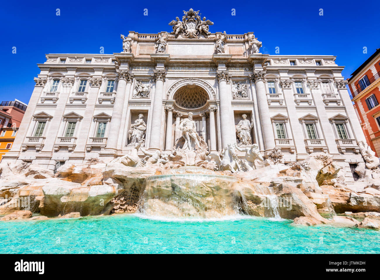 Rome, Italie. célèbre fontaine de Trevi et du palazzo poli (italien : Fontana di Trevi) dans la ville italienne de Roms. Banque D'Images