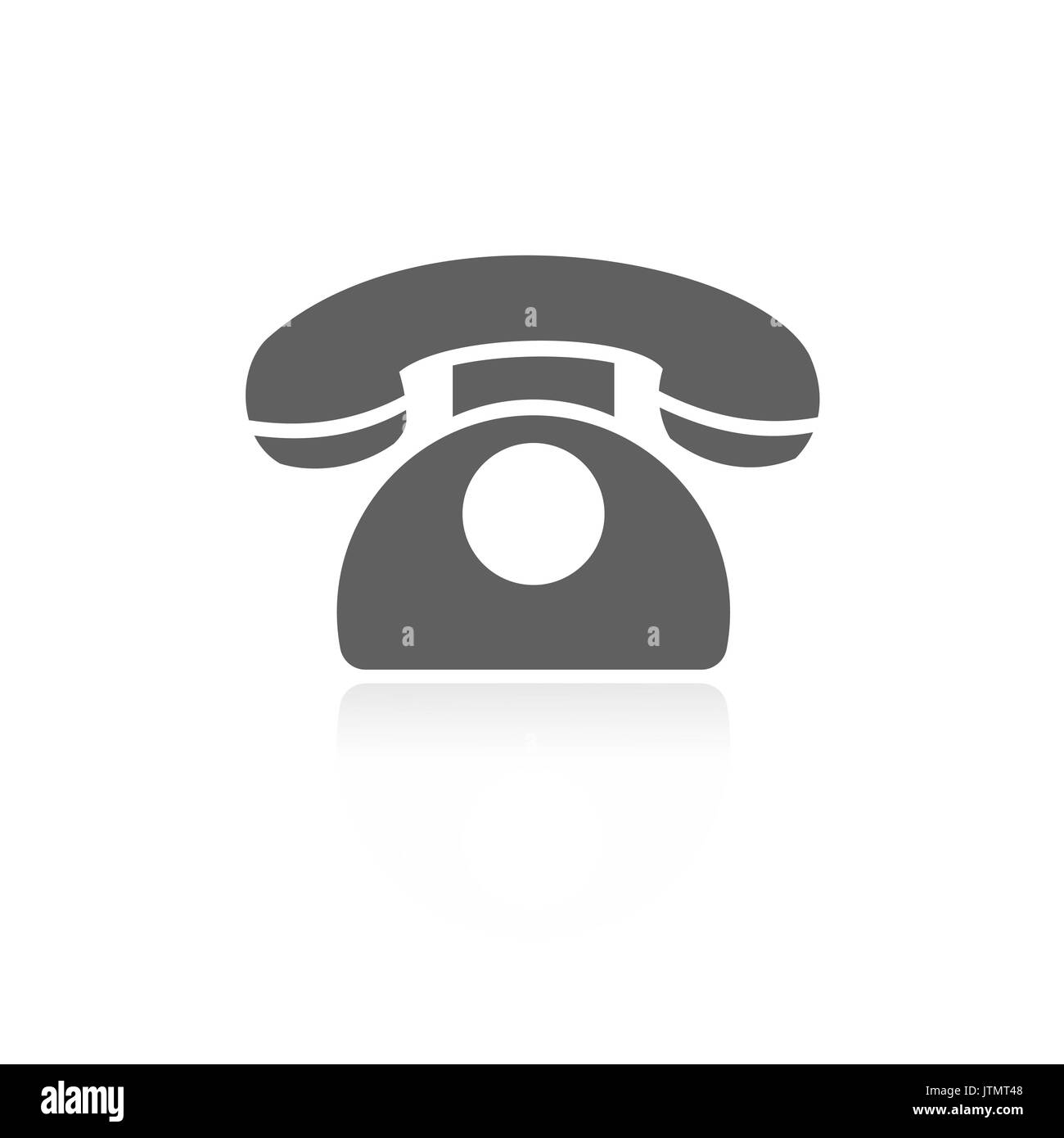 L'icône de téléphone classique avec une réflexion sur un fond blanc Illustration de Vecteur