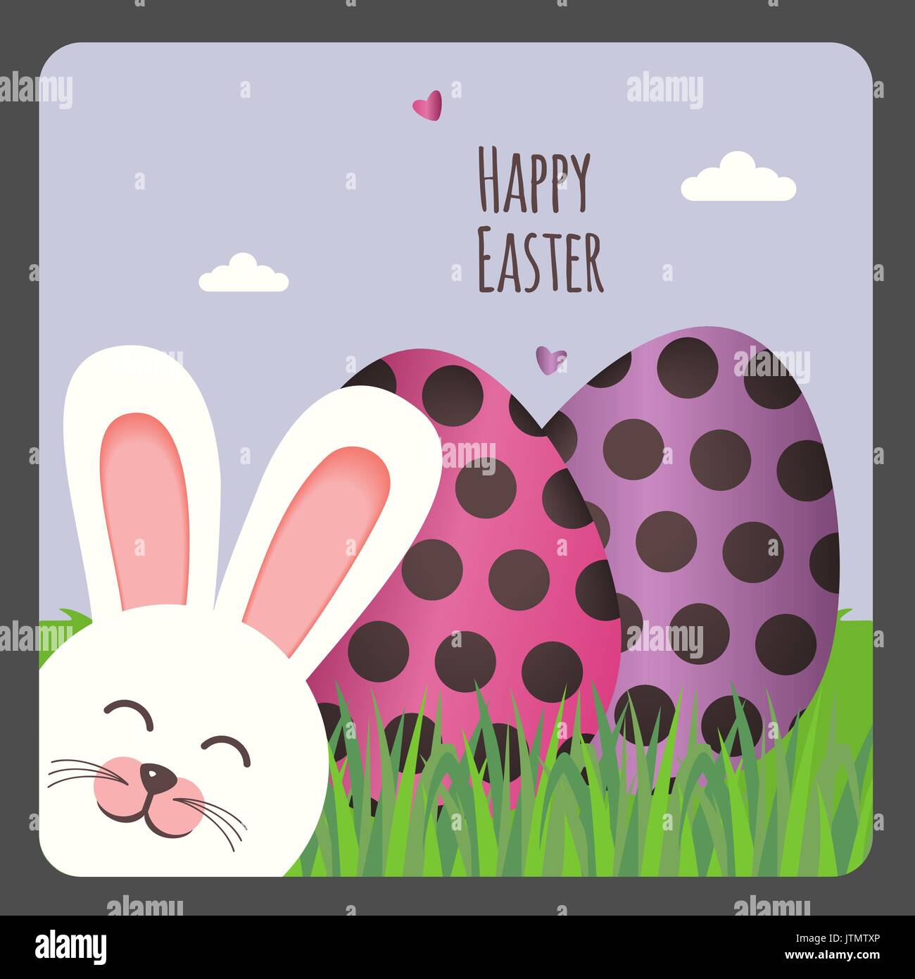 Joyeuses Pâques carte de souhaits avec deux œufs et Bunny Illustration de Vecteur