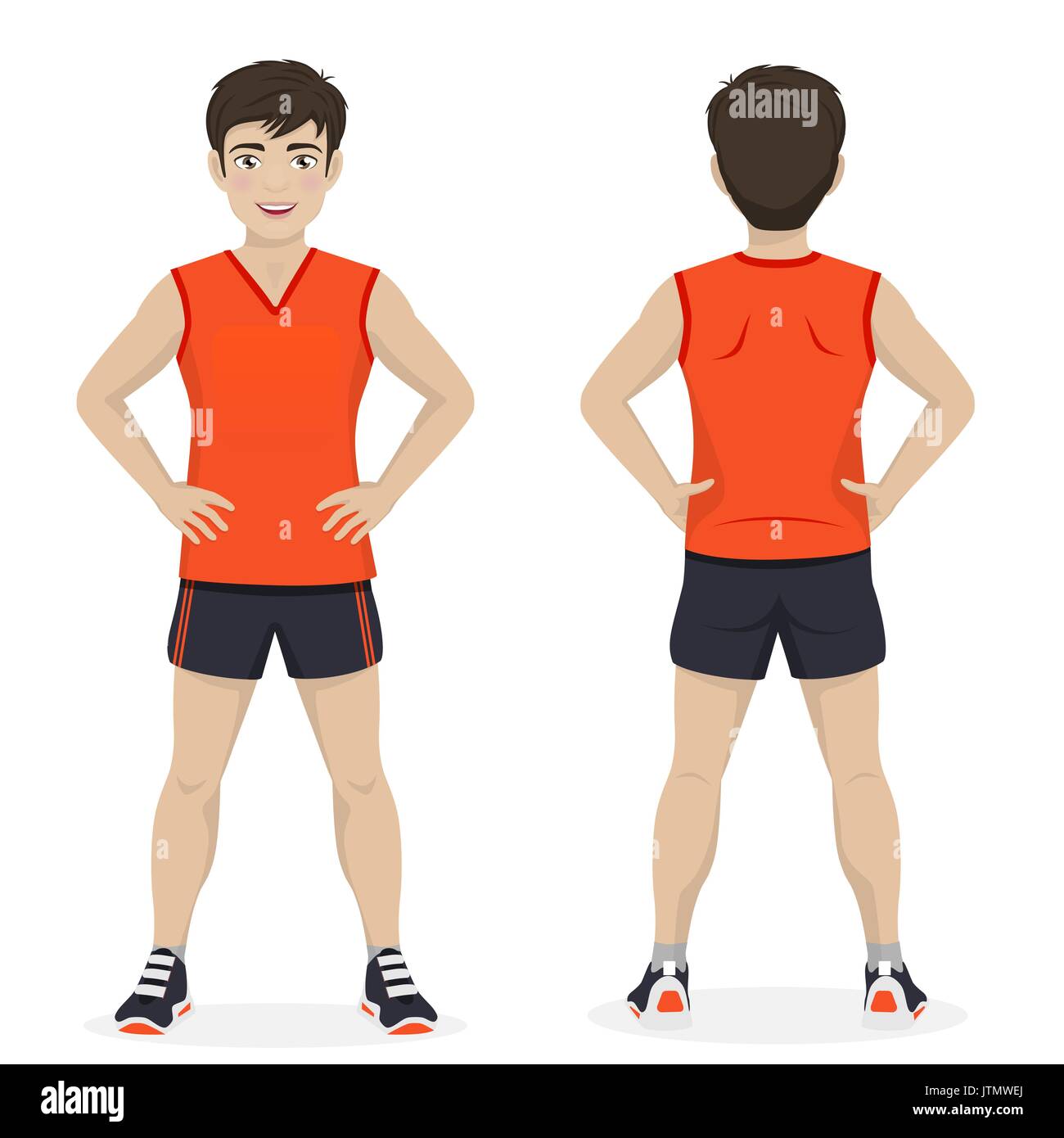 Sport homme jouant avec orange et noir sportswear Illustration de Vecteur