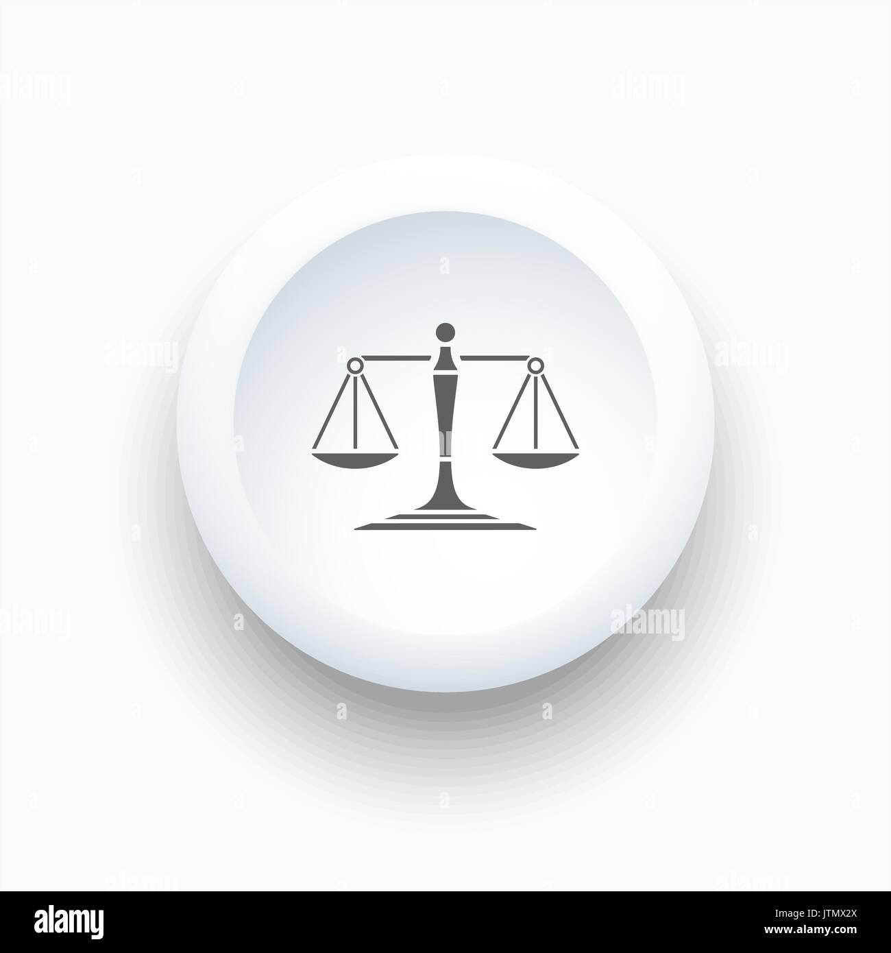 Balance de la justice sur l'icône d'un simple bouton blanc Illustration de Vecteur
