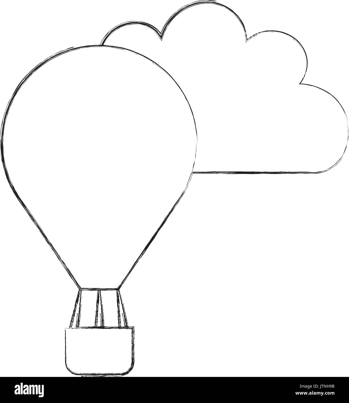 Belle fantasy cloud avec un ballon air chaud Illustration de Vecteur