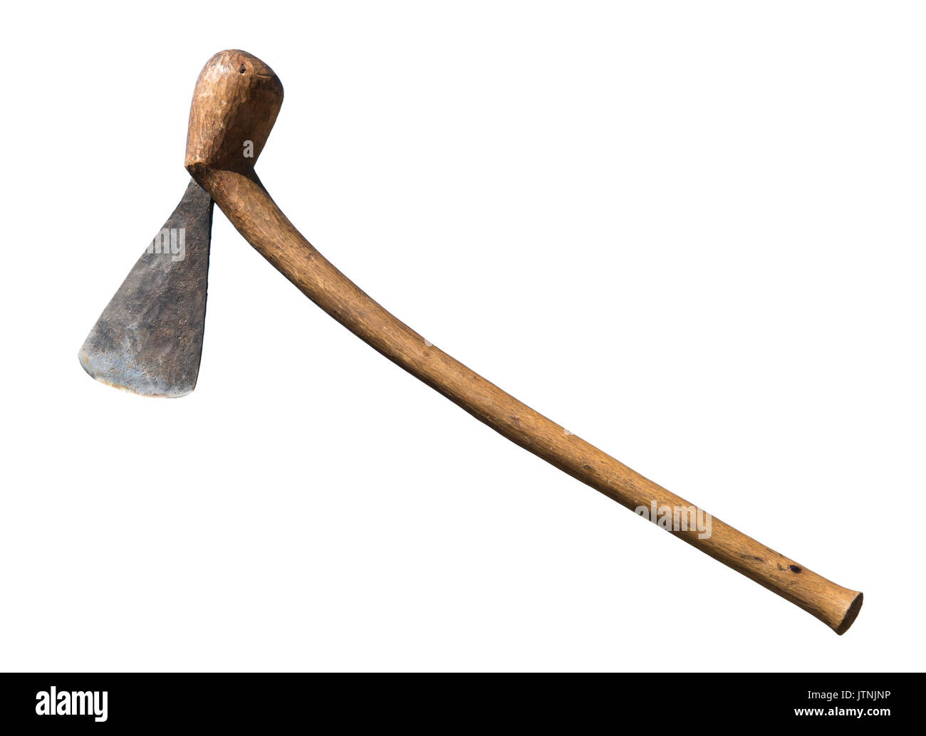 Traditionnelle Africaine une hache avec une tête en acier forgé à la main et le manche fait du bois d'un arbre mopane Banque D'Images