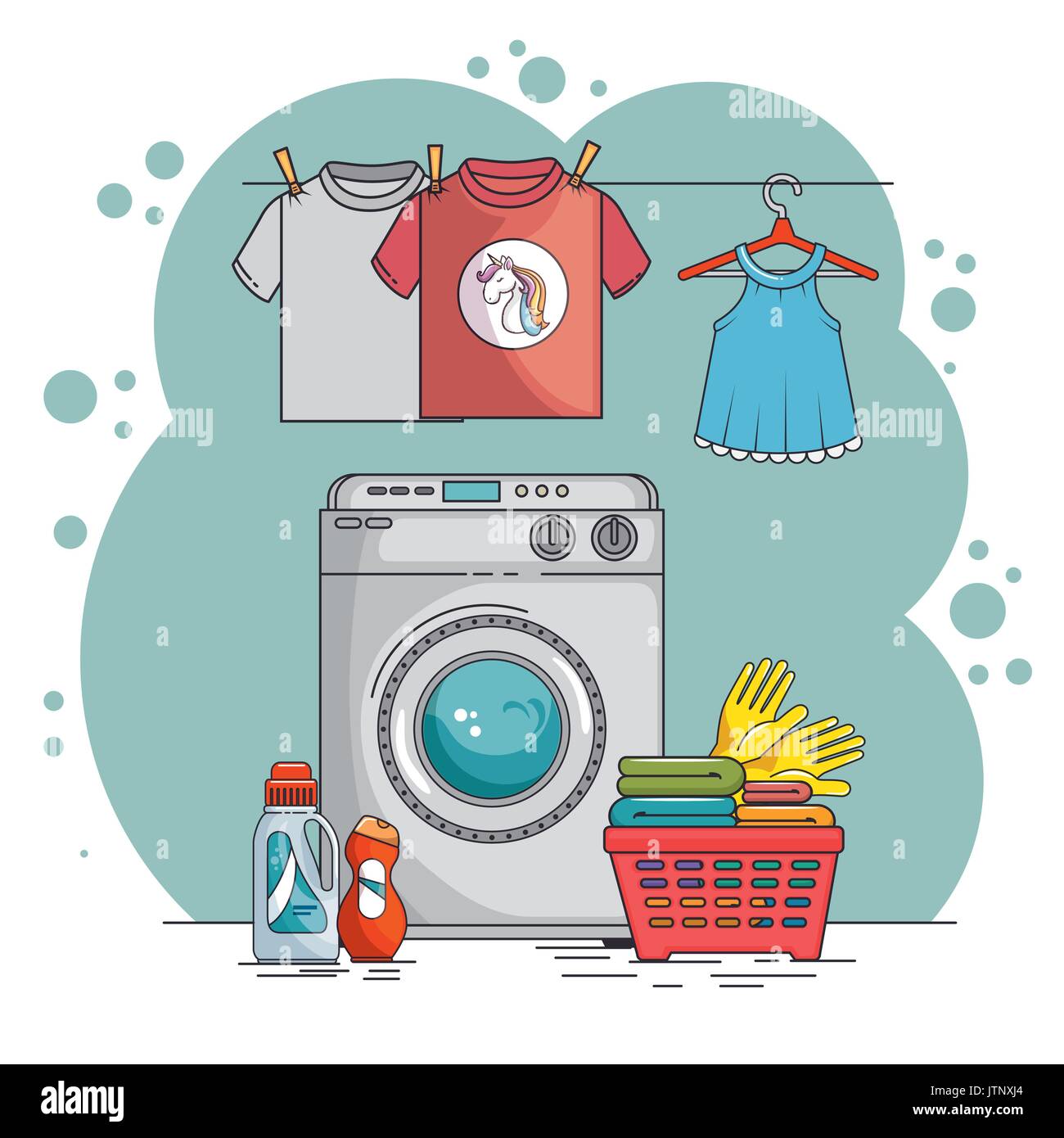 Buanderie avec lave-linge et d''un vector illustration graphic design Illustration de Vecteur