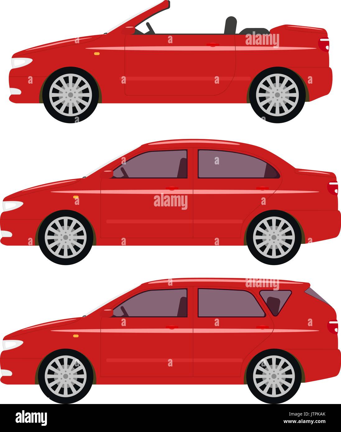 Vector illustration d'un ensemble de dessins de voitures rouges Illustration de Vecteur