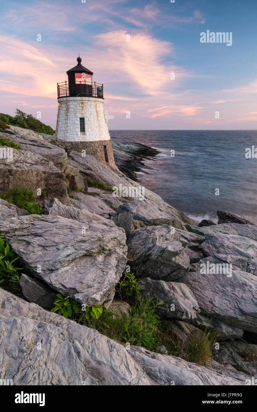 La colline du Château La lumière au coucher du soleil, à Newport, Rhode Island Banque D'Images