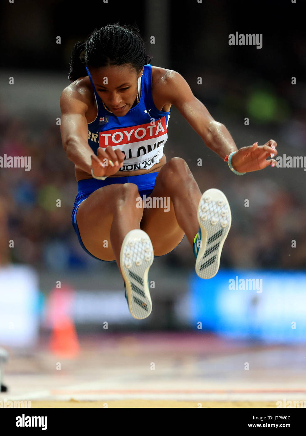 Chantel Malone de British Virgin Island en action pendant la qualification de saut long féminin au sixième jour des Championnats du monde 2017 de l'IAAF au stade de Londres.APPUYEZ SUR ASSOCIATION photo.Date de la photo: Mercredi 9 août 2017.Voir PA Story Athletics World.Le crédit photo devrait se lire comme suit : Adam Davy/PA Wire.RESTRICTIONS : usage éditorial uniquement.Pas de transmission de son ou d'images en mouvement et pas de simulation vidéo Banque D'Images