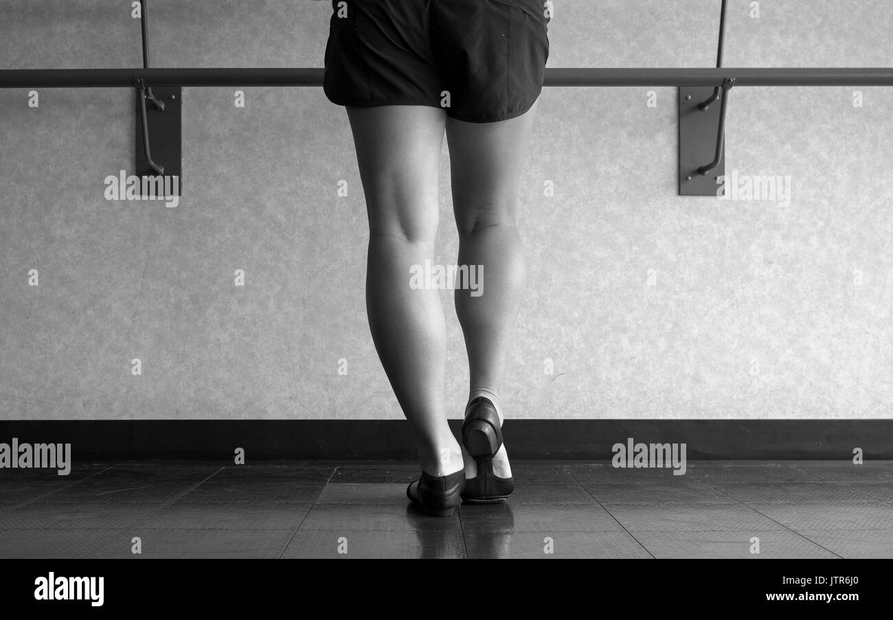 Version noir et blanc de la position de creusement de Jazz à barre Banque D'Images
