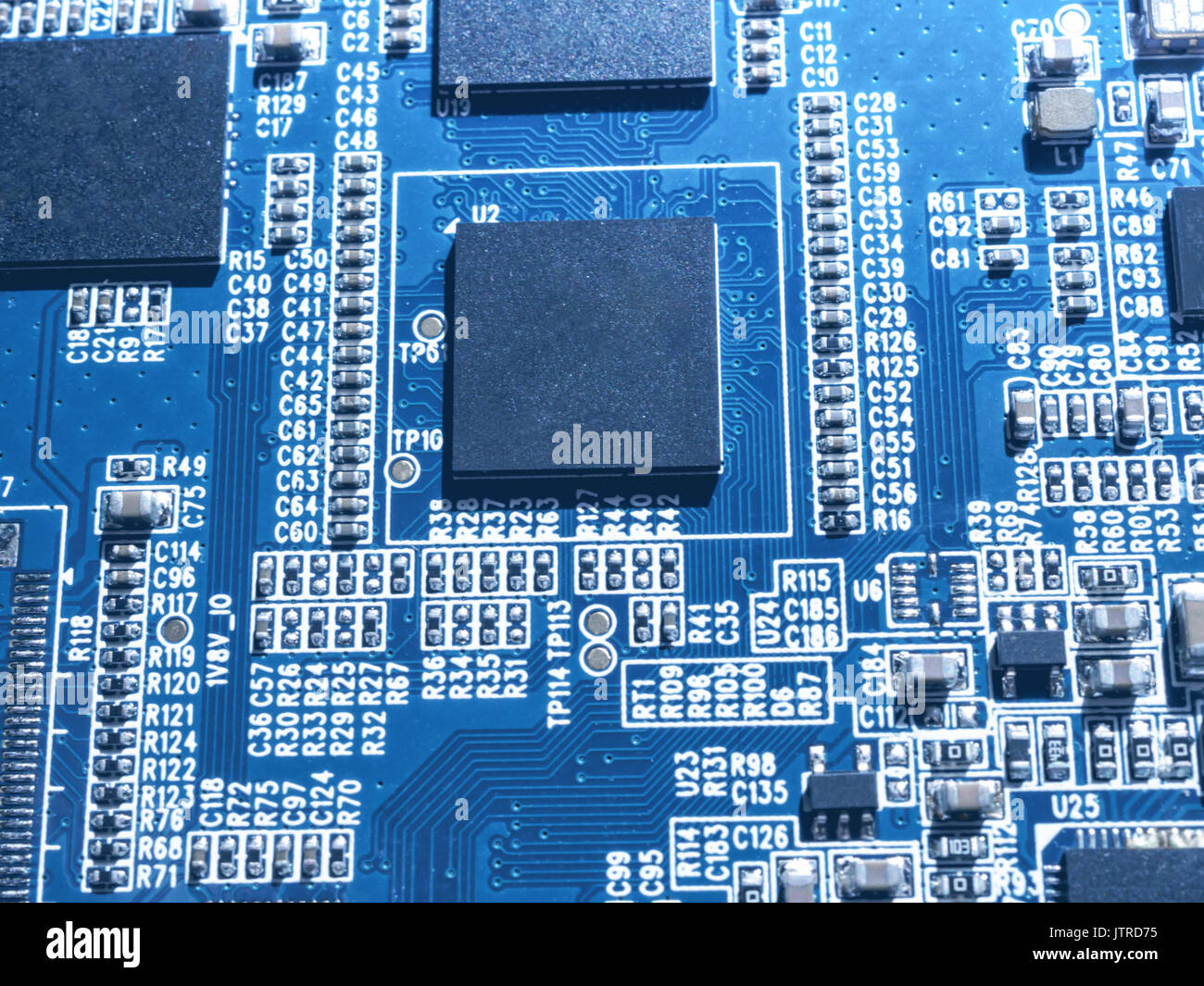 Puce à circuit électronique carte mère carte CPU ordinateur close up Banque D'Images
