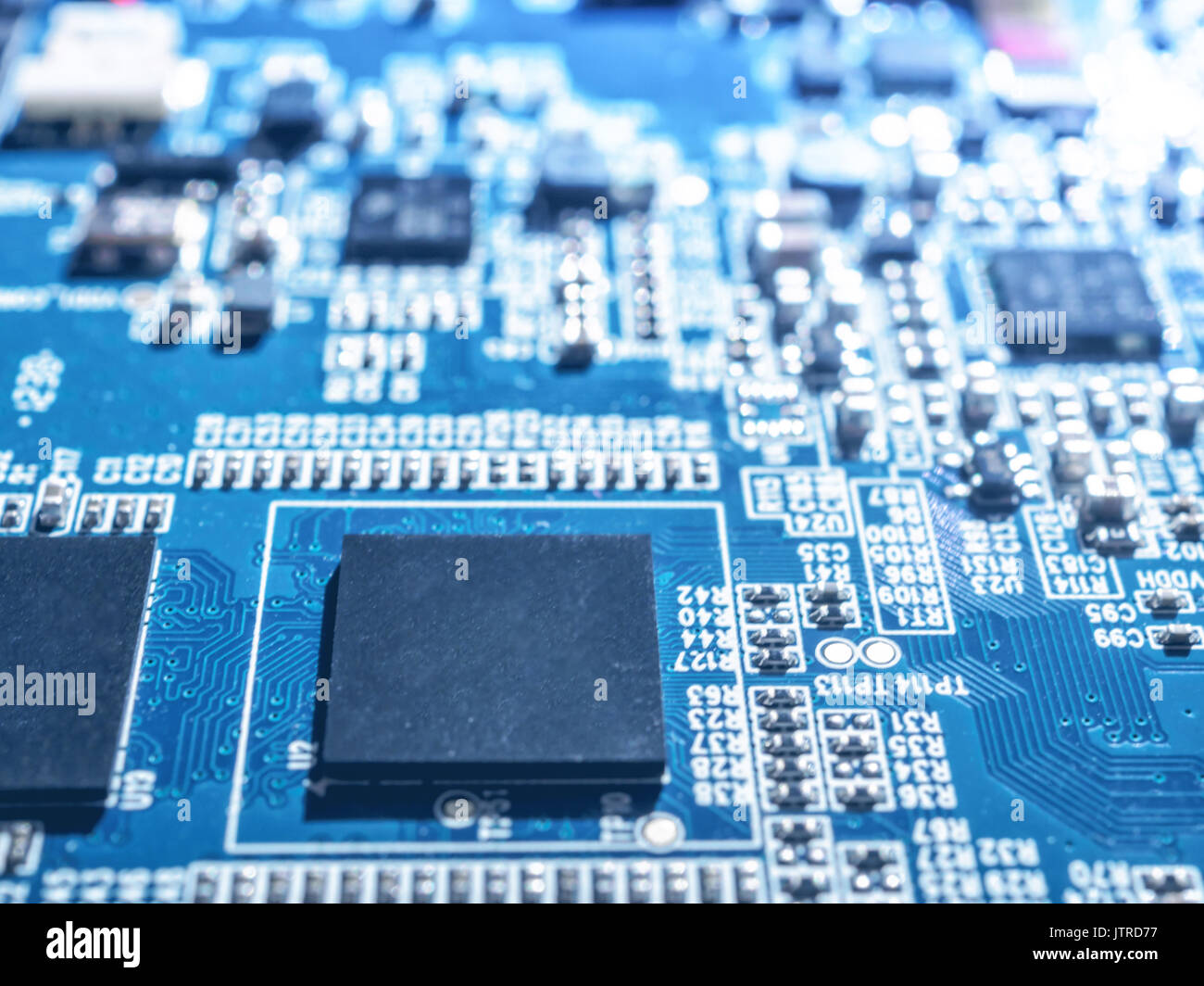 Puce à circuit électronique carte mère carte CPU ordinateur close up Banque D'Images