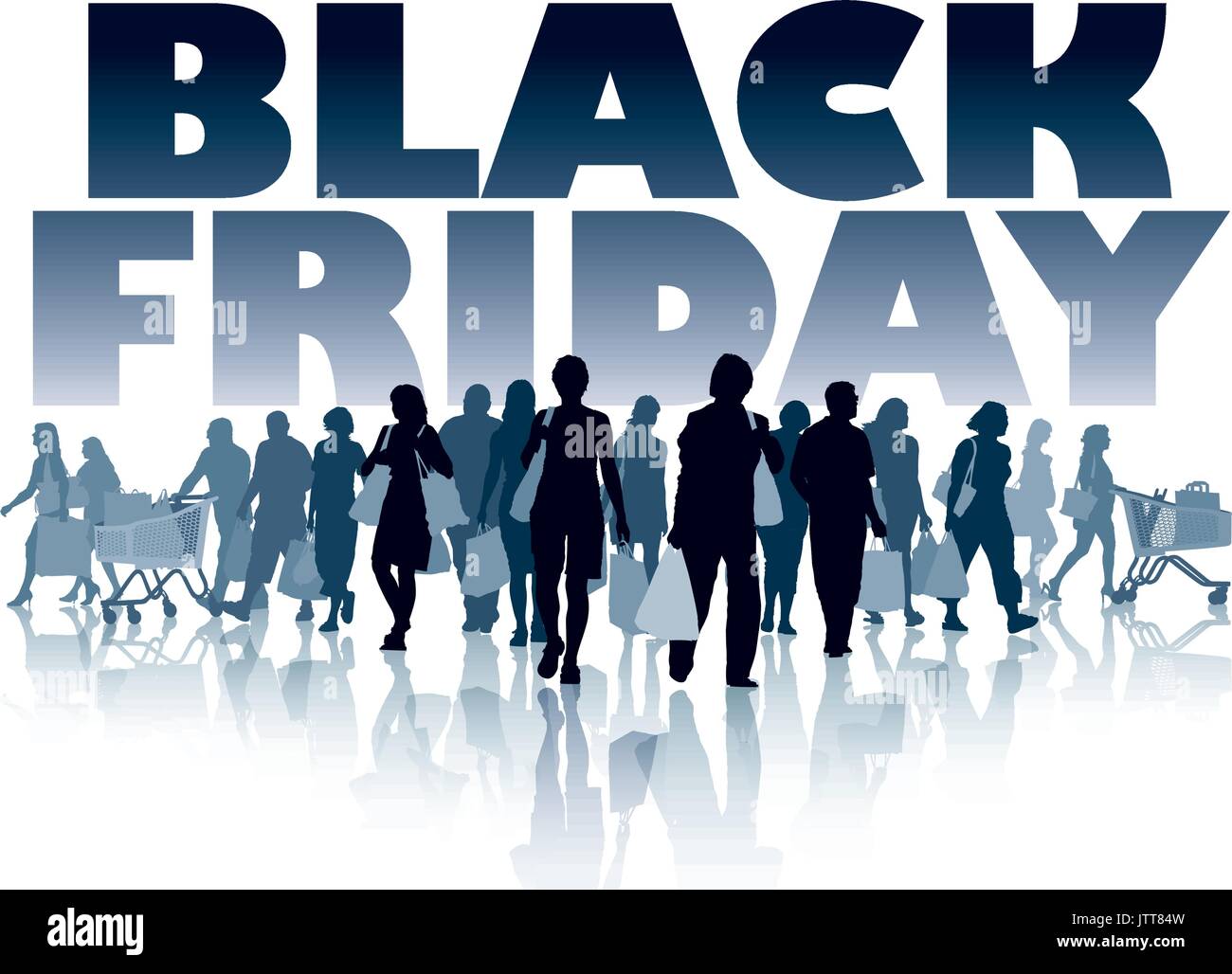 Foule de gens avec des sacs de shopping dans une boutique. Illustration de Vecteur