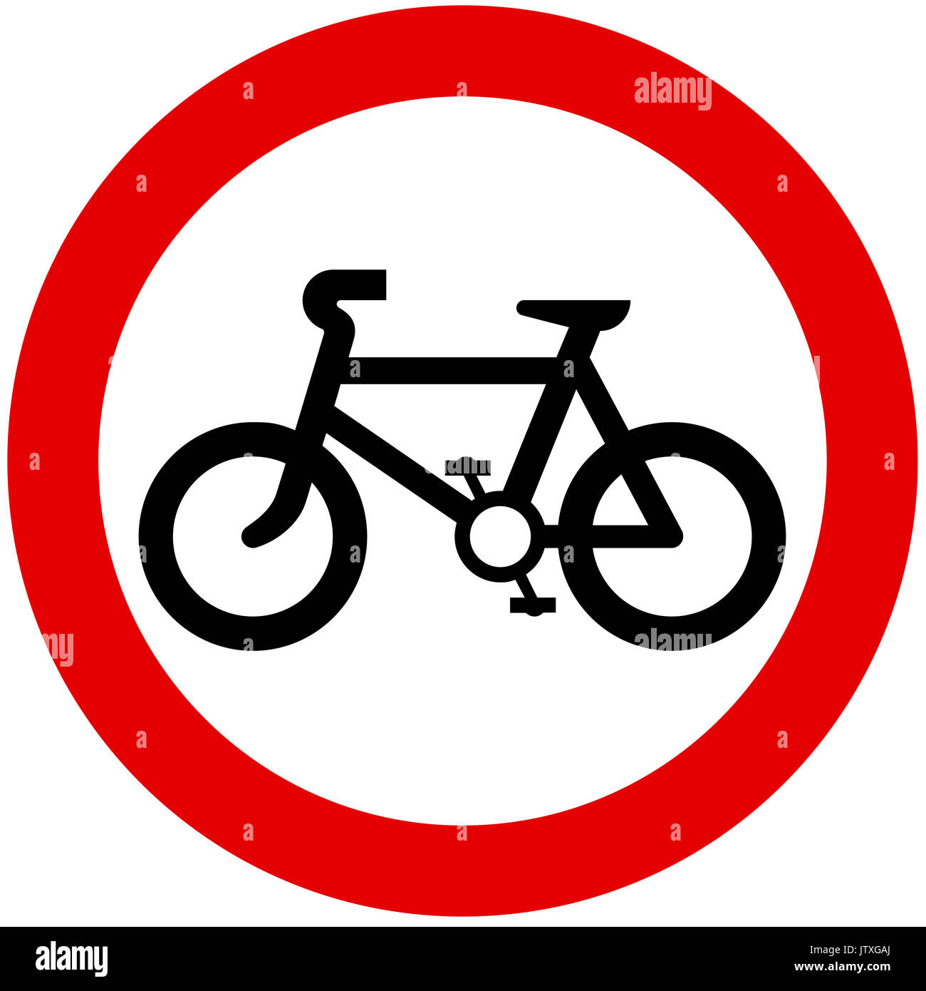 Pas de vélo road sign on white background Banque D'Images