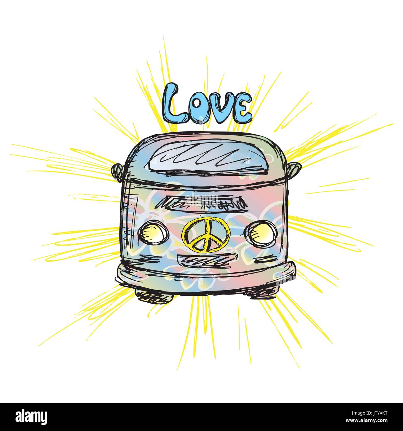 Vintage Classic Camping-ou Van hippie, vector Illustration de Vecteur