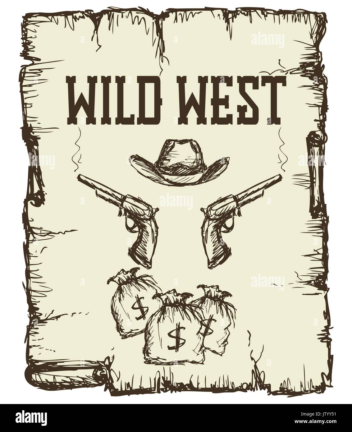 Vintage poster de l'ouest Illustration de Vecteur