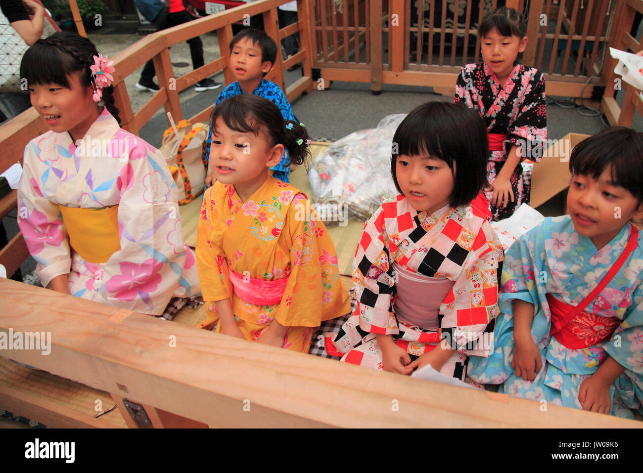 Le Japon, Kyoto, Gion Matsuri, festival, enfants, Banque D'Images