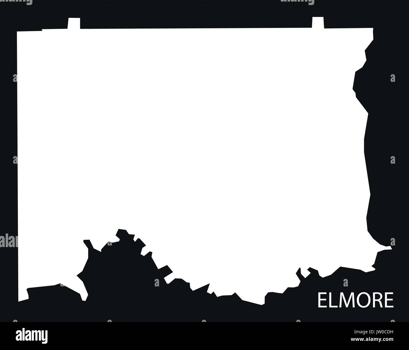 Elmore Comté Site d'Alabama USA illustration inversé noir Illustration de Vecteur