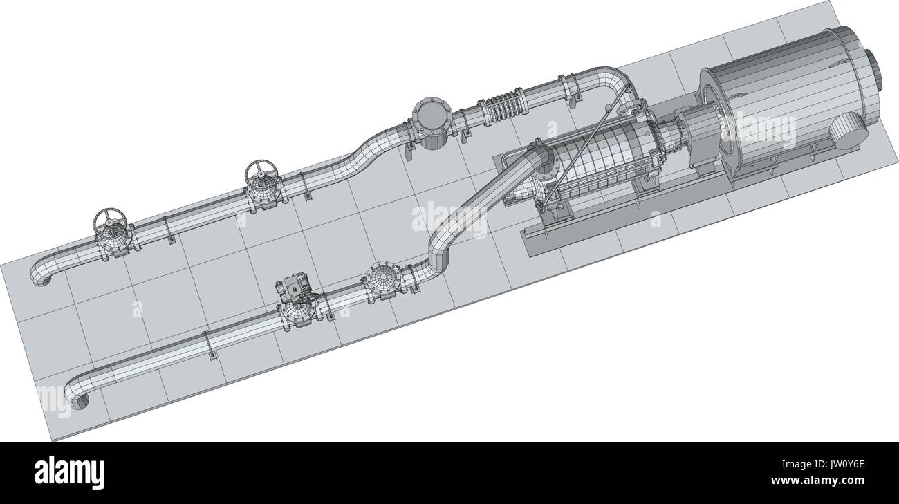 Pompe d'équipement industriel. Wire-frame. Format EPS10. Le rendu 3D de vecteur Illustration de Vecteur