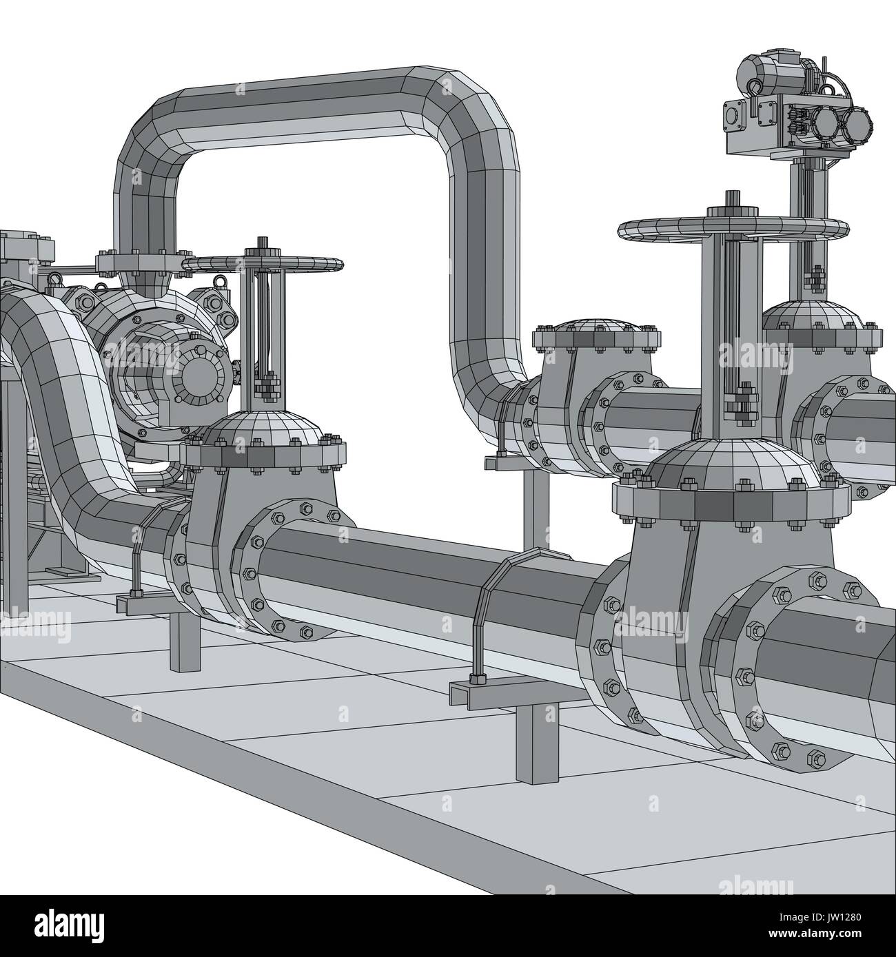 Pompe d'équipement industriel. Wire-frame. Format EPS10. Le rendu 3D de vecteur Illustration de Vecteur