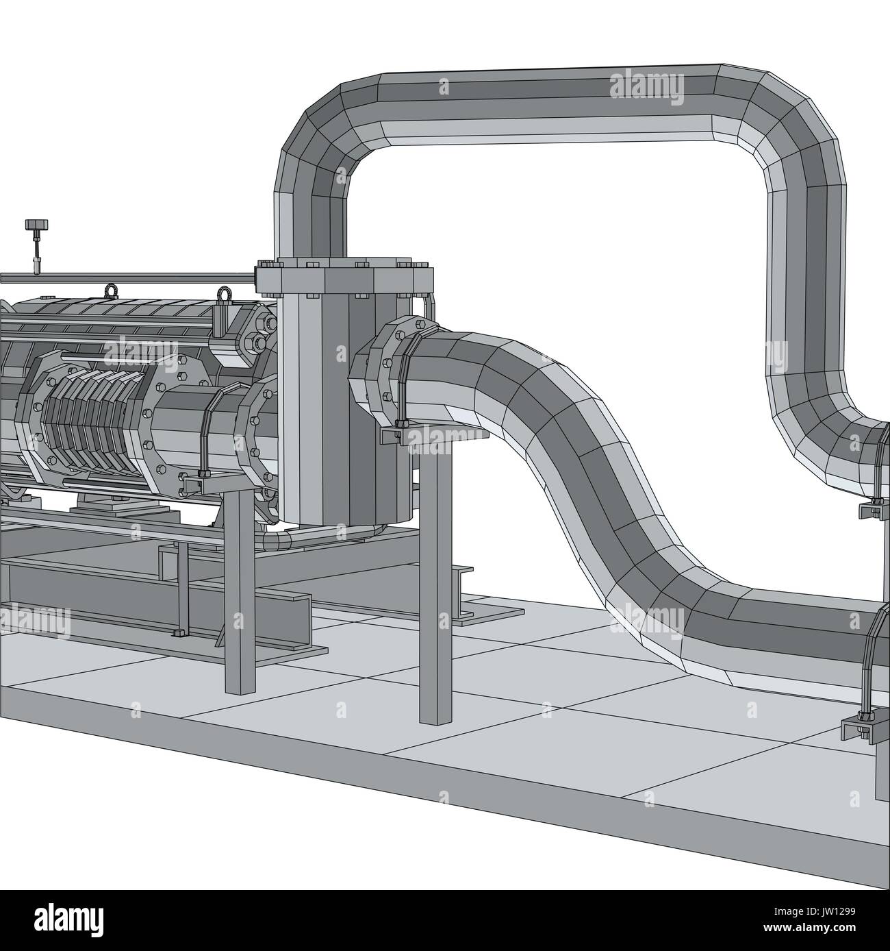 Pompe d'équipement industriel. Wire-frame. Format EPS10. Le rendu 3D de vecteur Illustration de Vecteur