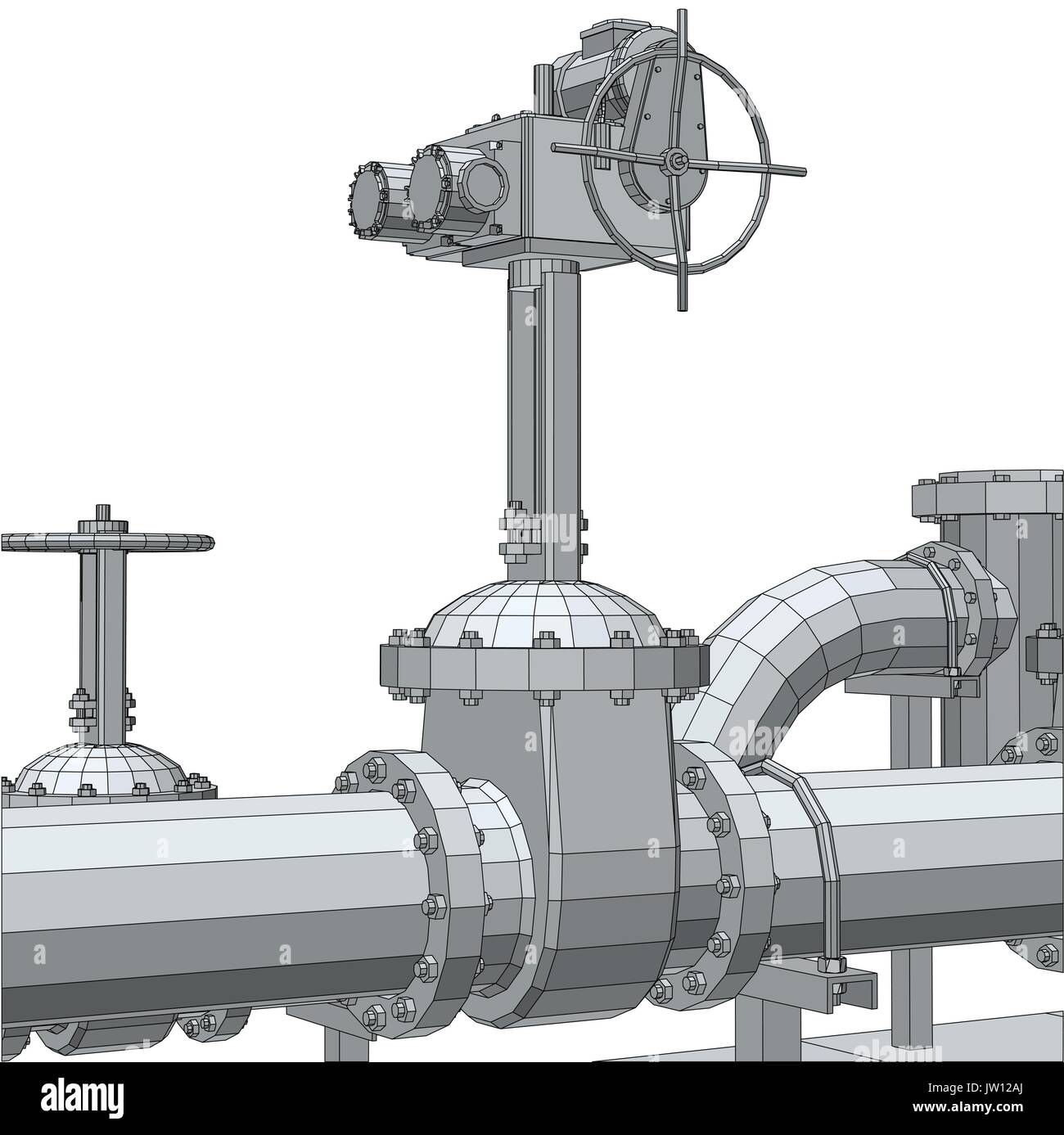 L'équipement industriel vanne à commande électrique. Wire-frame. Format EPS10. Le rendu 3D de vecteur Illustration de Vecteur