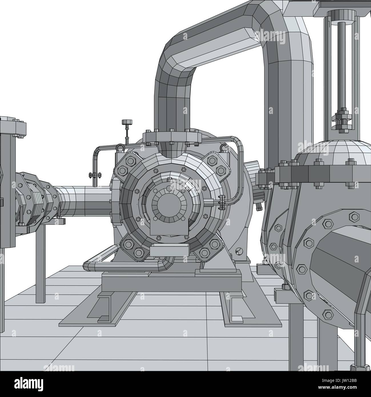 Pompe d'équipement industriel. Wire-frame. Format EPS10. Le rendu 3D de vecteur Illustration de Vecteur