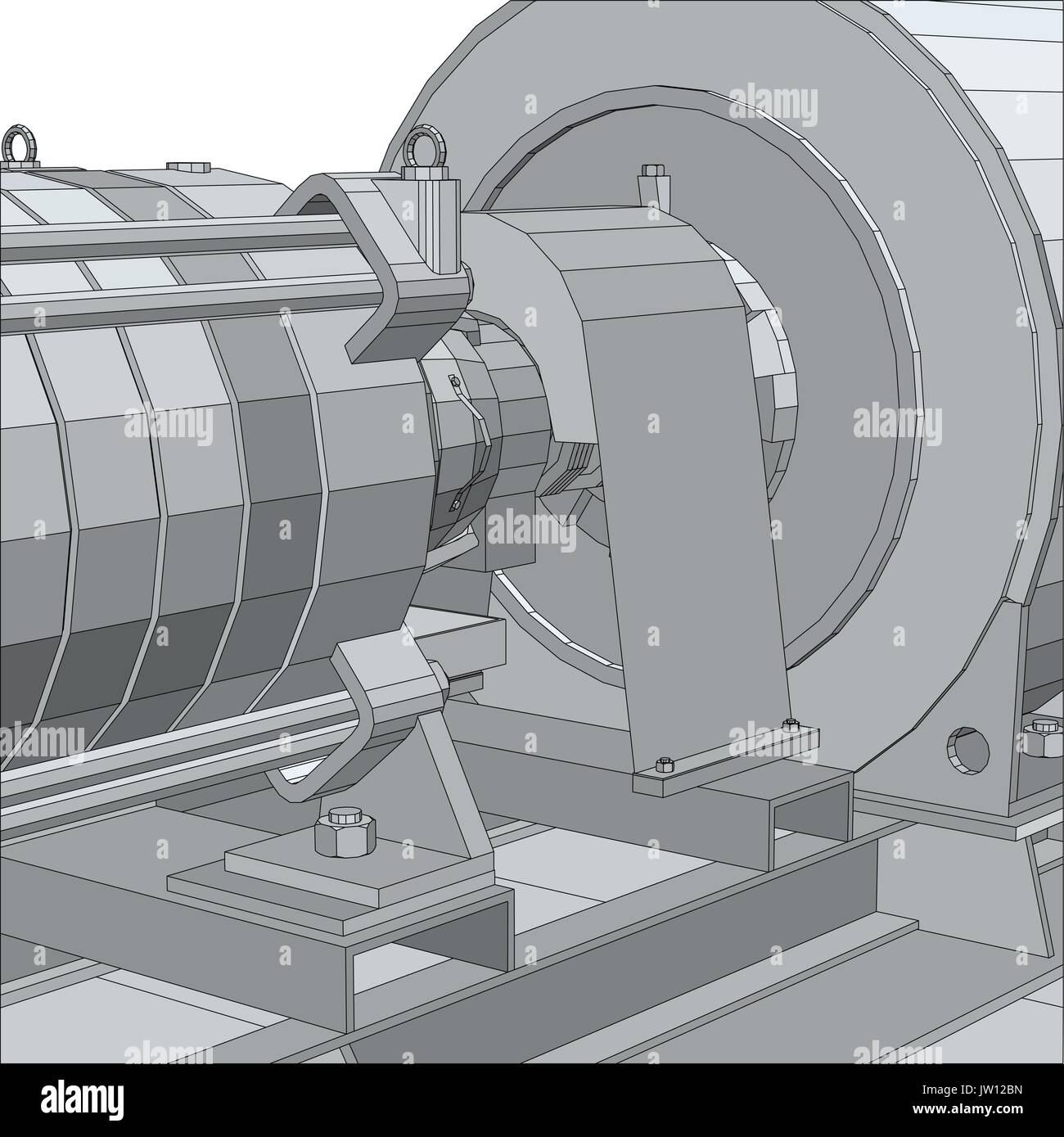 L'équipement industriel. Moteur électrique. Wire-frame. Format EPS10. Le rendu 3D de vecteur. Illustration de Vecteur