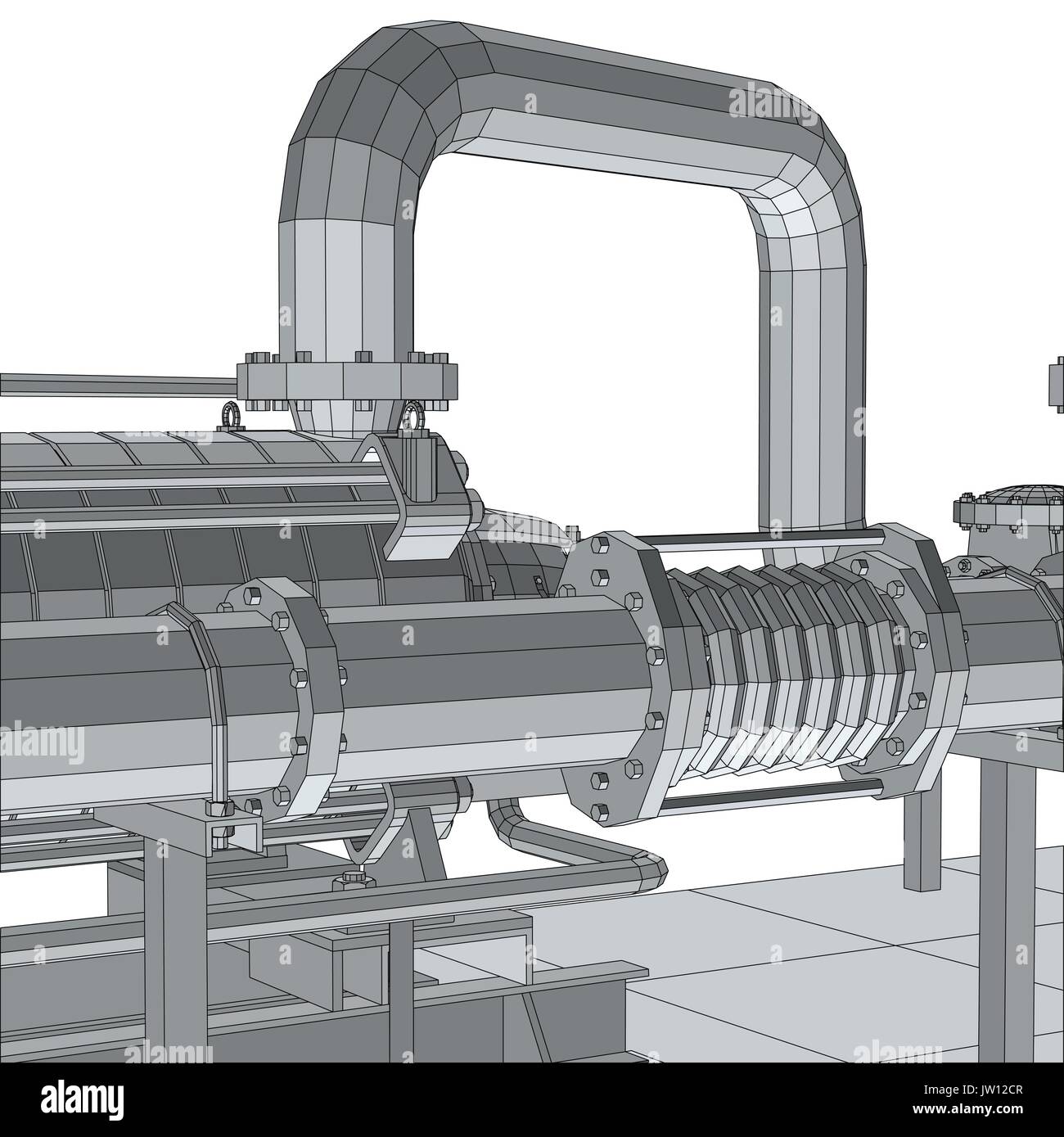 L'équipement industriel pipeline. Wire-frame. Format EPS10. Le rendu 3D de vecteur Illustration de Vecteur