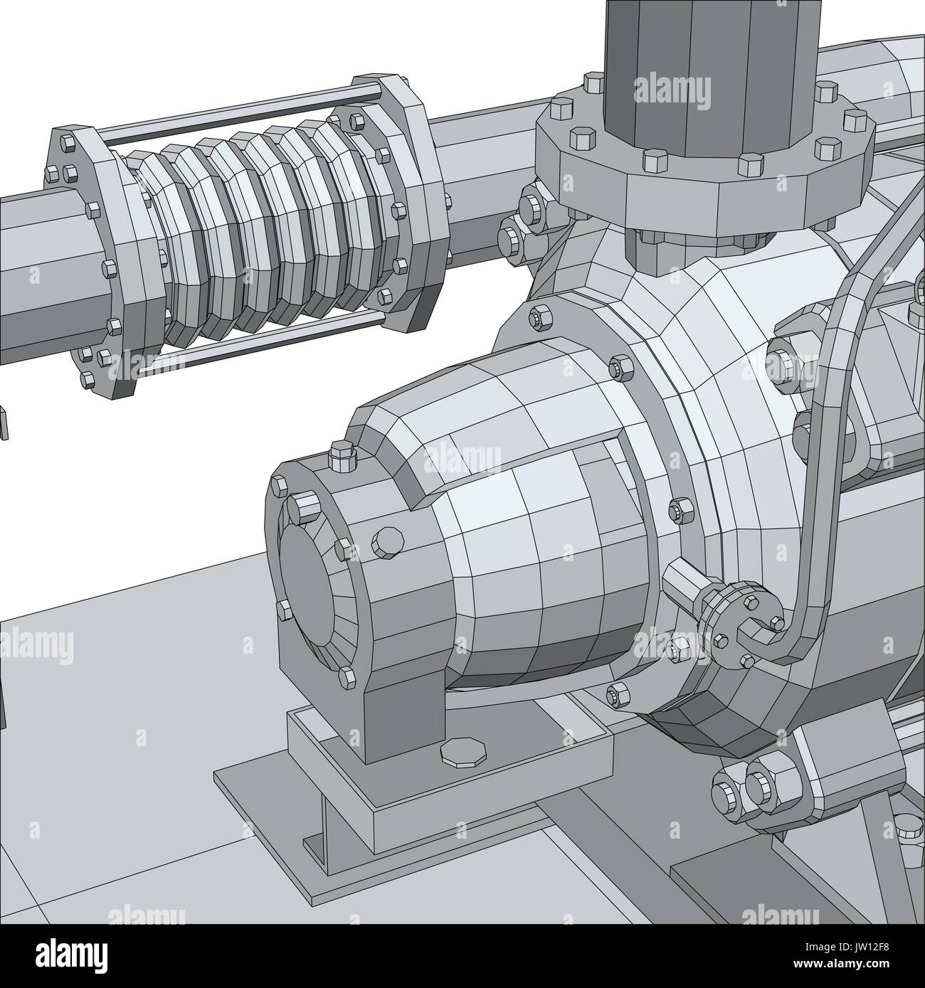 Pompe d'équipement industriel. Wire-frame. Format EPS10. Le rendu 3D de vecteur Illustration de Vecteur