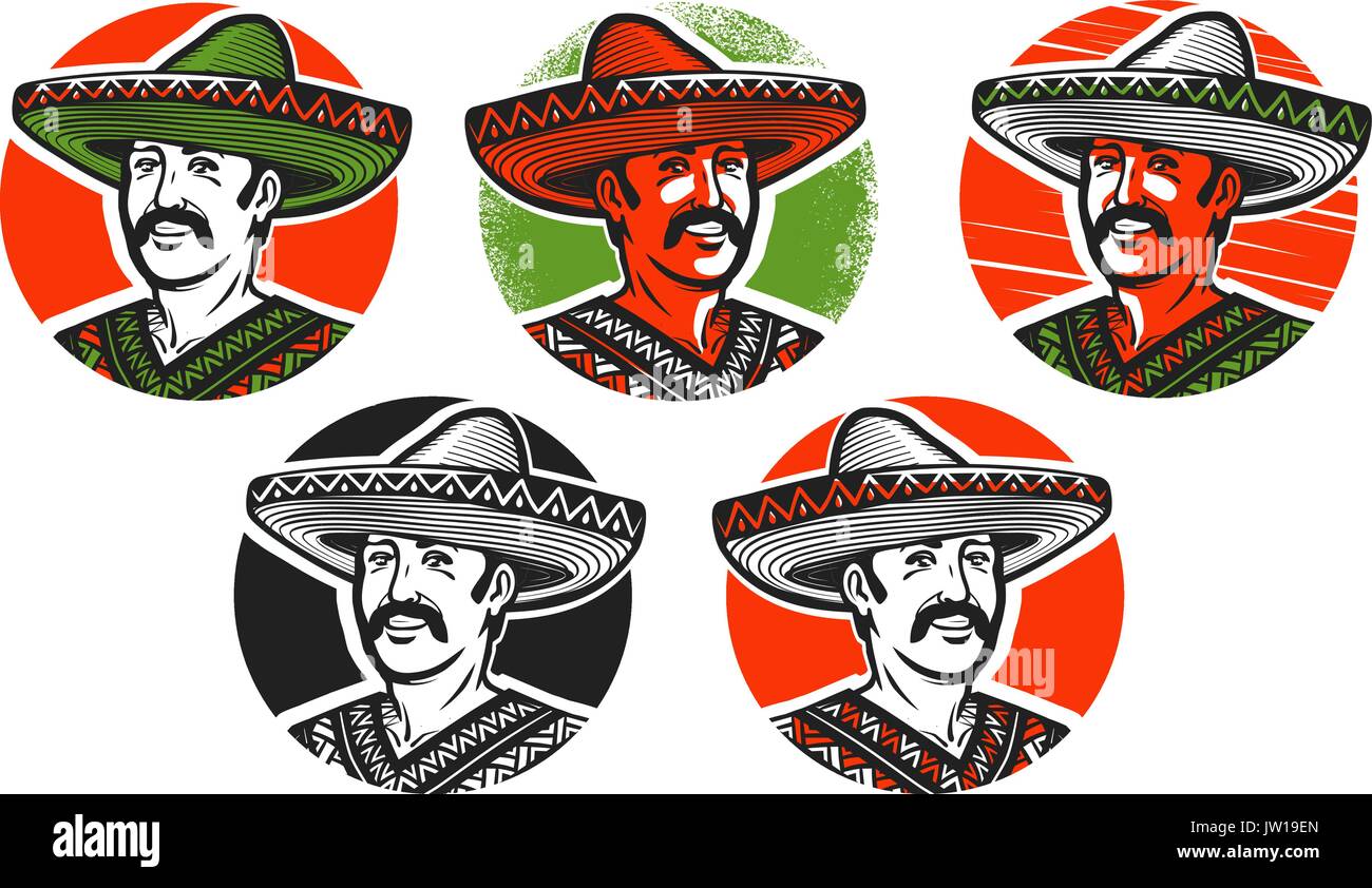 Sombrero mexicain au logo ou label. Cartoon vector illustration Illustration de Vecteur