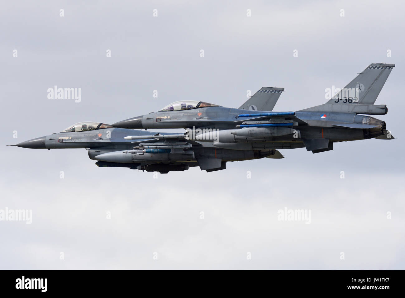 F-16 de la Royal Netherlands Air Force. Dutch General Dynamics F-16AM Fighting Falcon jets Banque D'Images