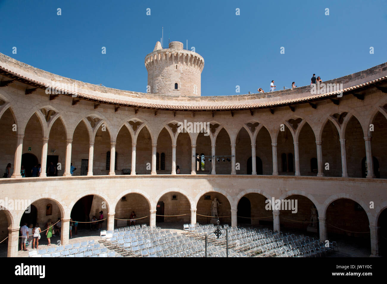 L'extérieur du château de Bellver, Mallorca, Espagne Banque D'Images