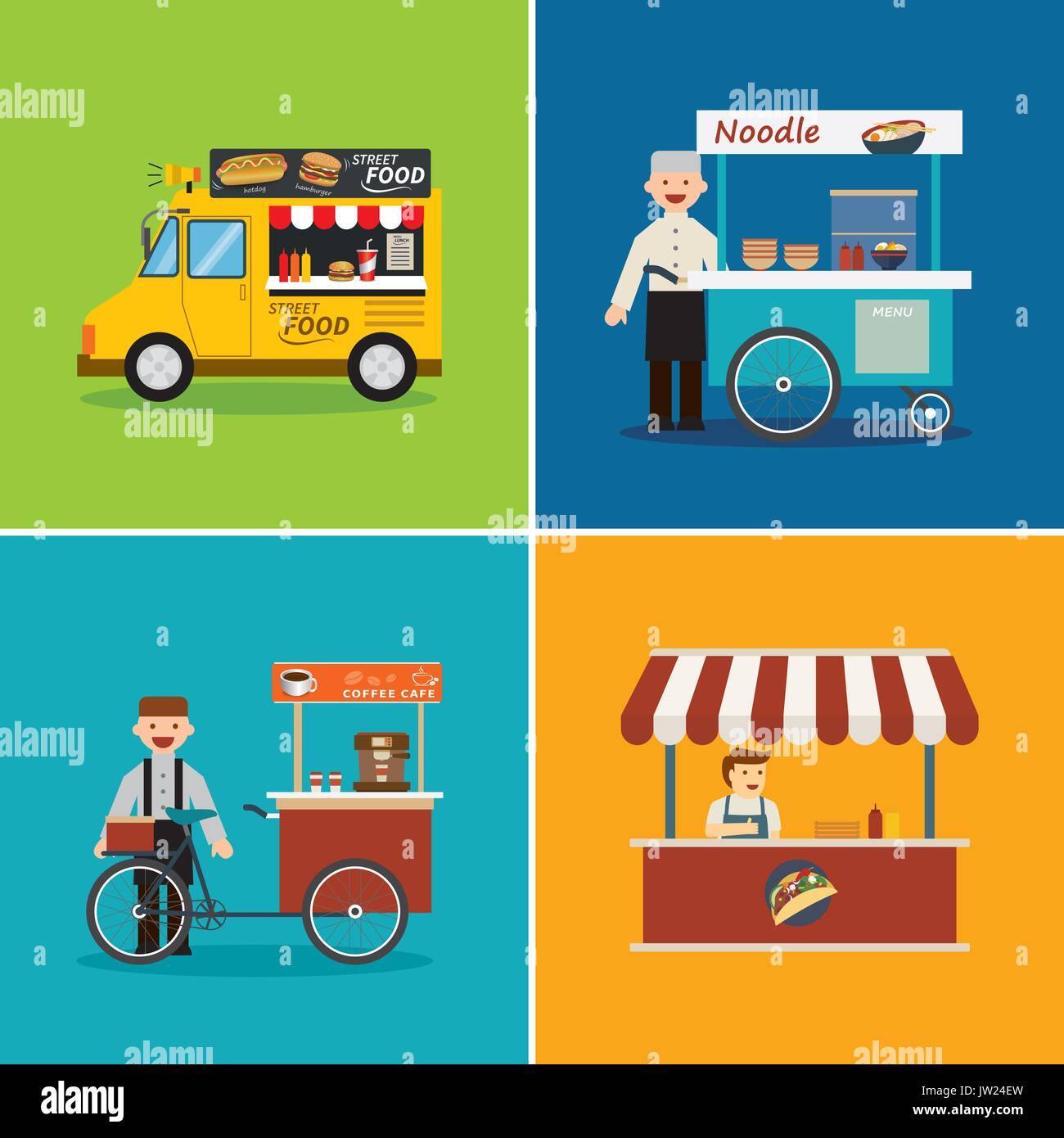 Street food shop design plat Illustration de Vecteur