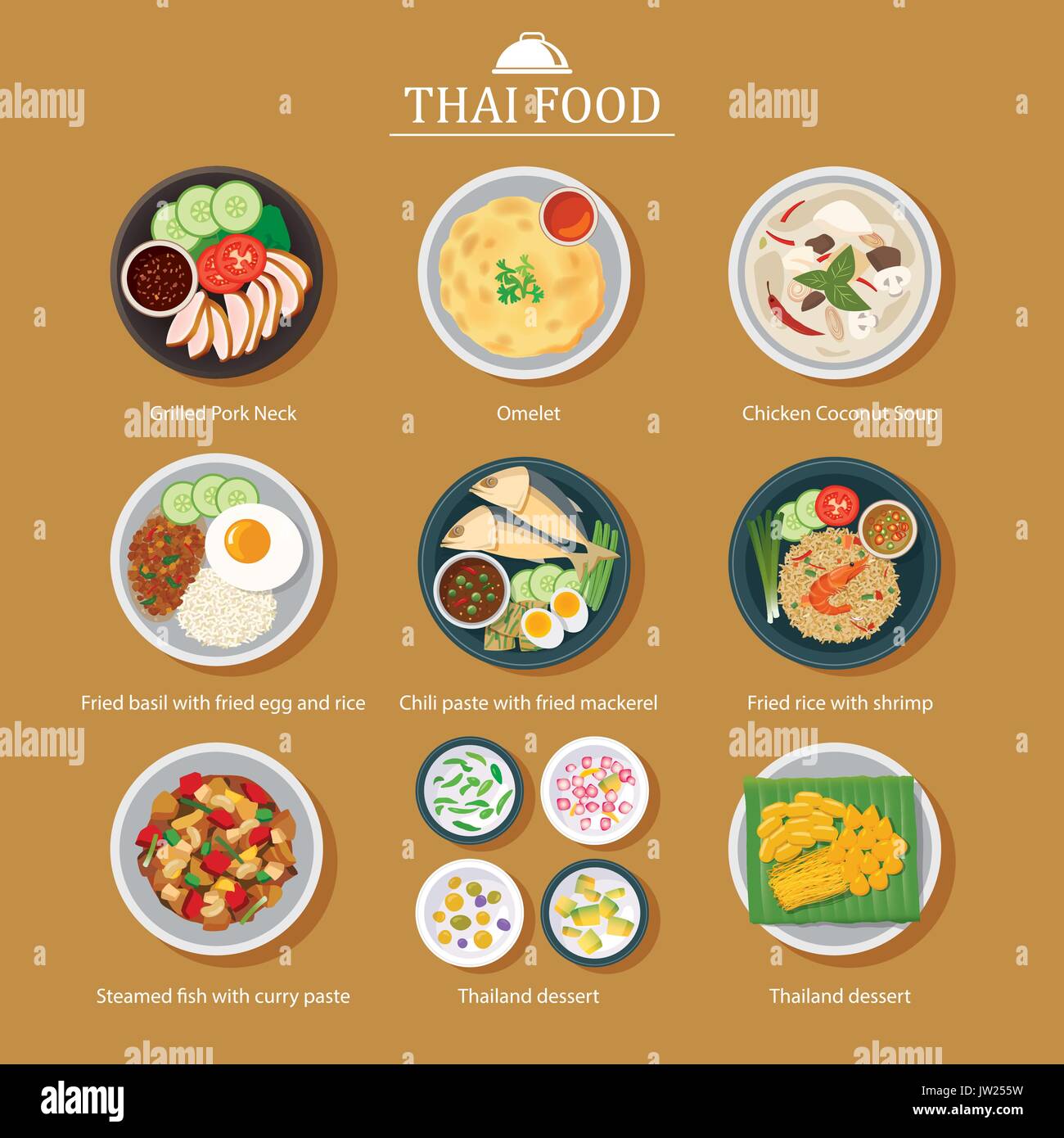 Vector set de thai food design plat Illustration de Vecteur