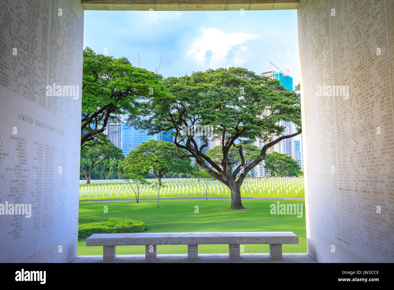 Cimetière Américain de Manille le 9 août 2017 à Taguig City, Metro Manila, Philippines Banque D'Images