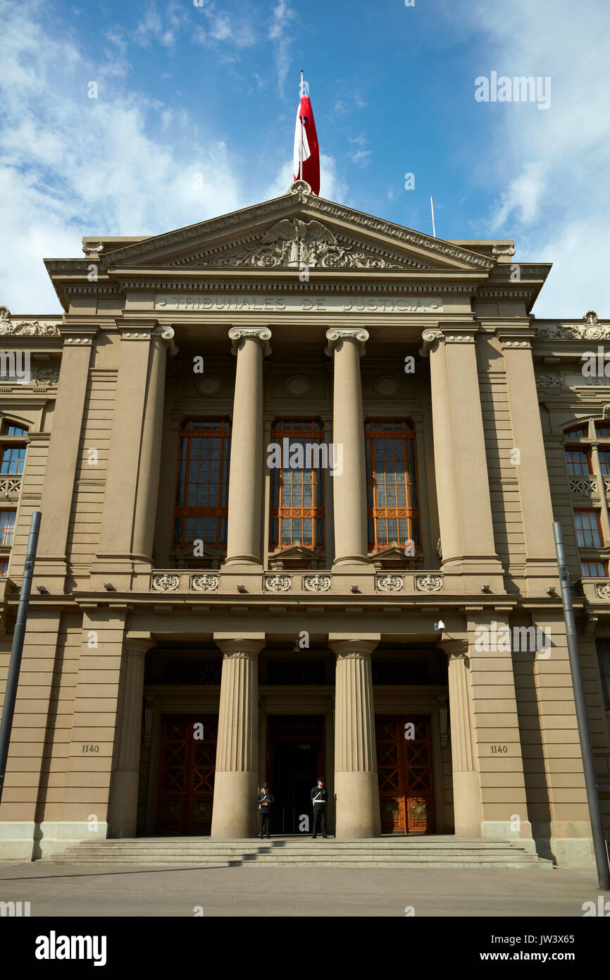 Le Palacio de los tribunales de justicia de Santiago, Plaza Montt-Varas, Santiago, Chili, Amérique du Sud Banque D'Images