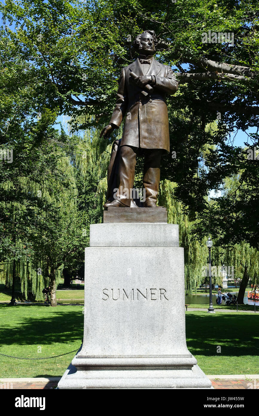 Statue de Charles Sumner dans Boston Public Garden DSC08113 Banque D'Images Statue de Charles Sumner dans Boston Public Garden DSC08113 Banque D'Images