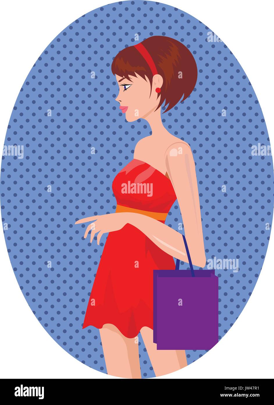 Portrait de femme avec des sacs de magasinage en Illustration de Vecteur