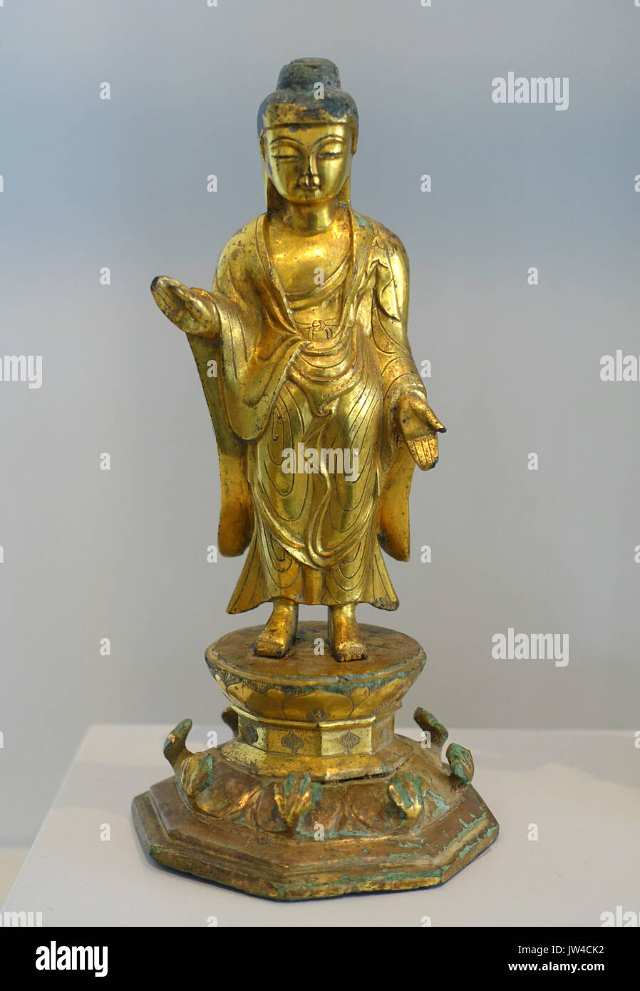 Bouddha Debout, probablement l'Shakyanumi, Corée, dynastie Silla unifié, 8ème 9ème ANNONCE de siècle, bronze doré M Arthur Sackler Museum, Harvard University DSC00873 Banque D'Images