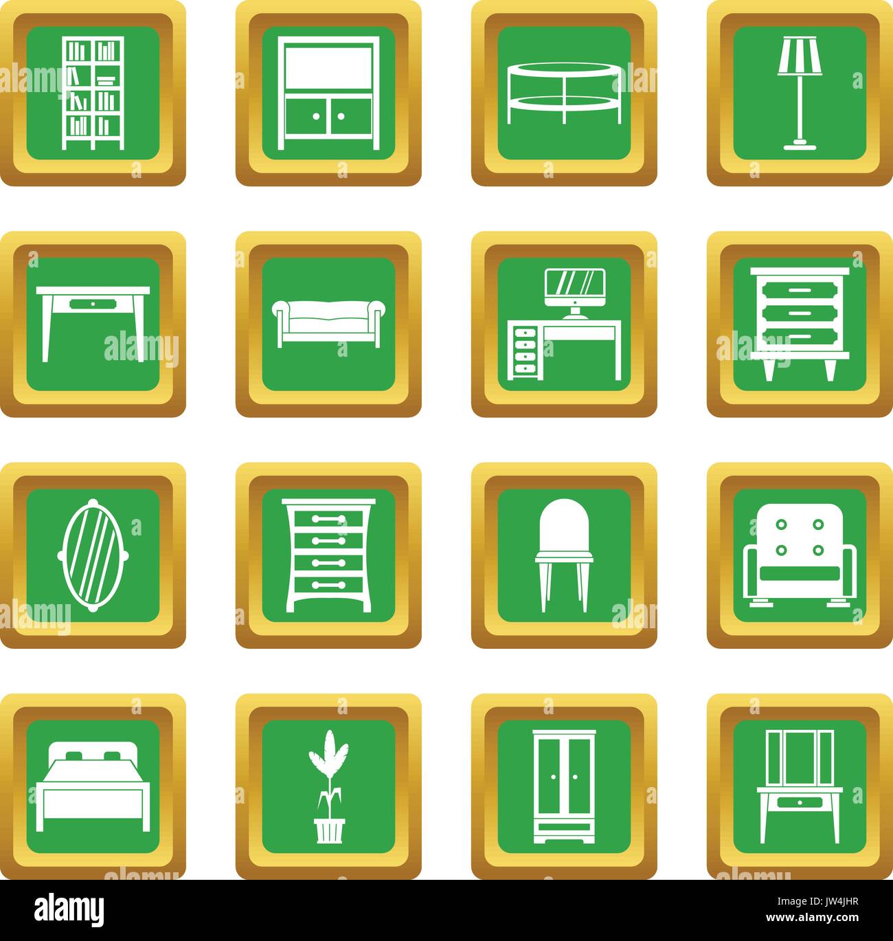 Green icons Set de meubles Illustration de Vecteur