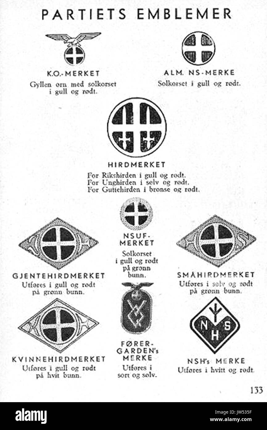 Aarbok (Nasjonal Samling NS 1944 S133 (uniformer) Partiets emblemer Banque D'Images