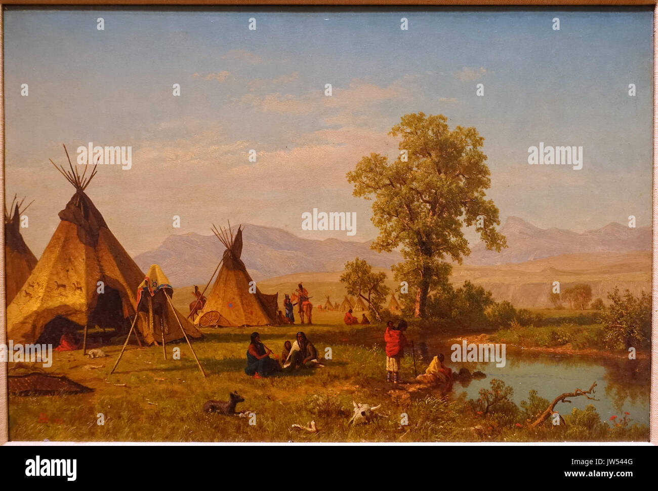 Sioux Village près de Fort Laramie, par Albert Bierstadt, 1859, huile sur panneau Blanton Museum of Art, Austin Texas DSC08186 Banque D'Images