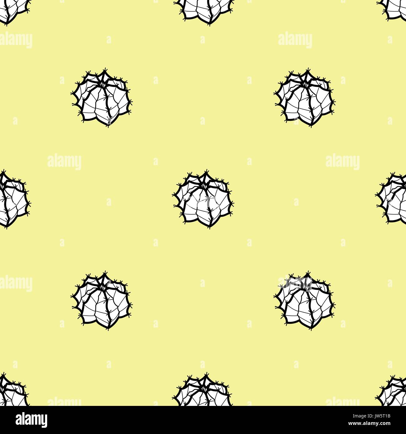 Plantes Succulentes en contour noir et blanc avion sur fond jaune pastel. hand drawn seamless pattern style. vector illustration. Illustration de Vecteur