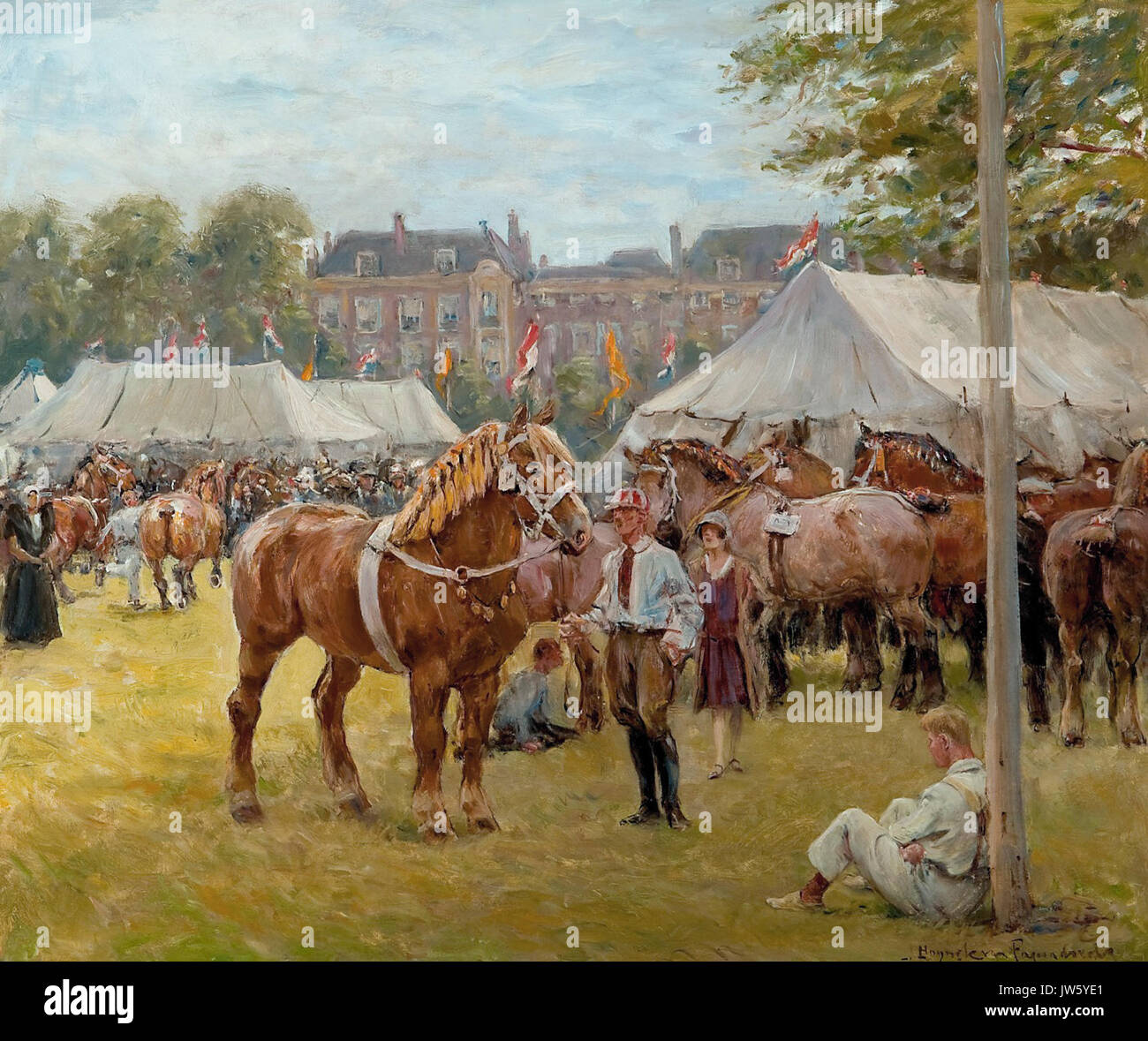 Trekpaardententoonstelling de nationale op het Malieveld, Jan van Hoynck porte Papendrecht Banque D'Images