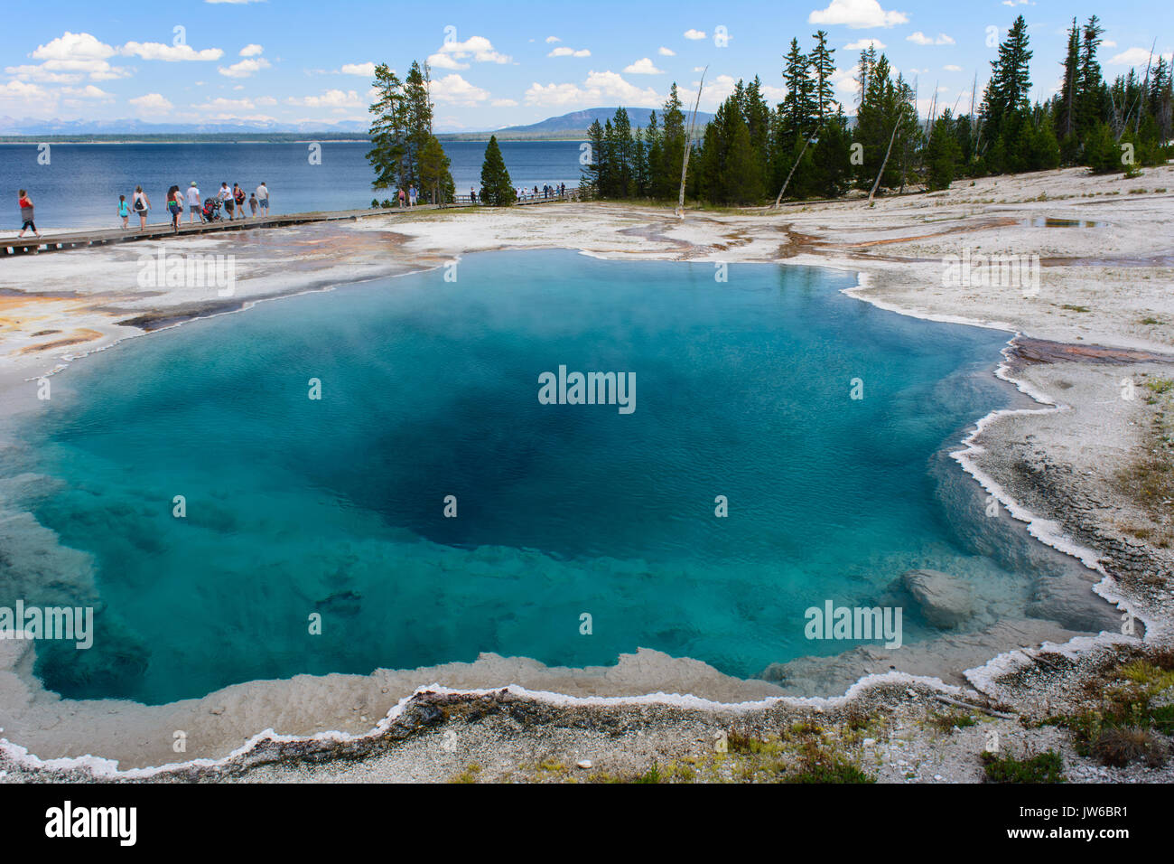 Piscines et des geysers dans le West Thumb Geyser, salon, Parc National de Yellowstone Banque D'Images