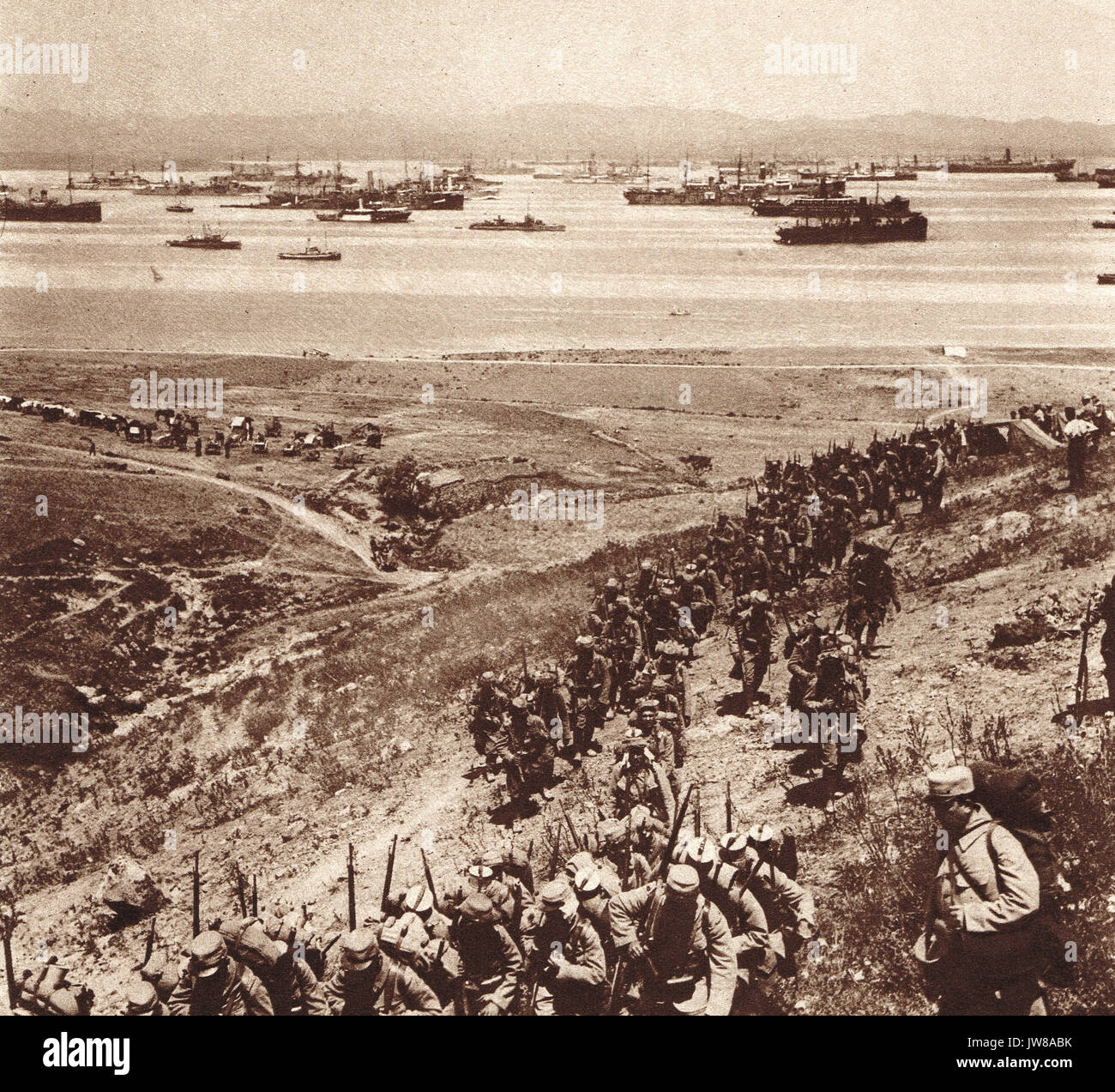 La baie de Moudros Moudros ou Lemmnos, WW1, Banque D'Images