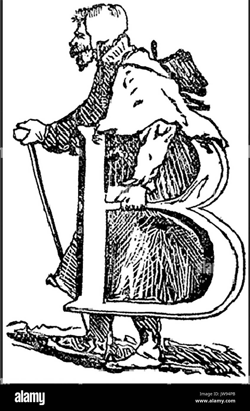 A Victorian French Children's book illustration lettre alphabet - B pour mendiant Banque D'Images