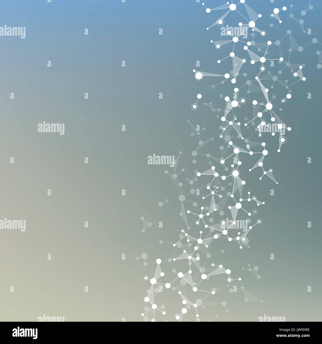 La structure de la molécule ADN et les neurones, lignes connectées avec des points, génétiques et des composés chimiques, illustration Banque D'Images